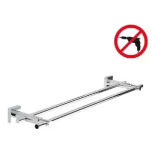 Image of Tesa Hukk Towel rack 2 fixed bars, chromed metal, easy installation without drilling (40253-00000-00)