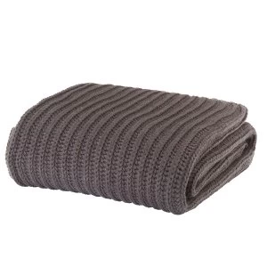 Image of Catherine Lansfield Chunky Knit Throw - Charcoal