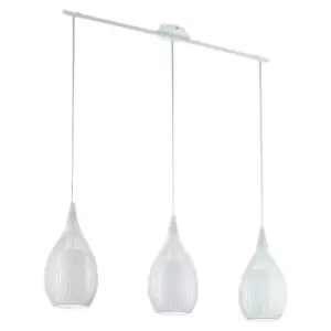 Image of Pendant Light Colour White Steel Shade White Satin Glass Steel Bulb E27 3x60W