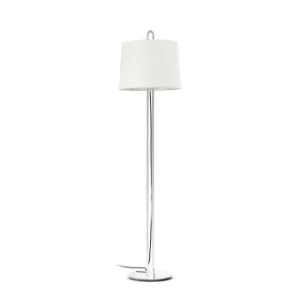 Image of Montreal Floor Lamp Round Tappered Shade Chrome, E27