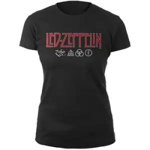 Image of Led Zeppelin - Logo & Symbols Ladies XX-Large T-Shirt - Black