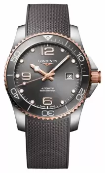 Image of LONGINES L37803789 HydroConquest Automatic 39mm Grey Rubber Watch
