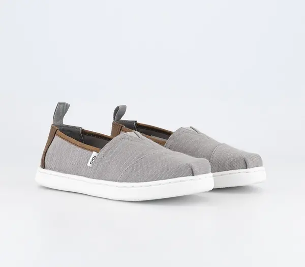 Image of TOMS Kids Alpargata Slip Ons Drizzle Grey, 12 Youth