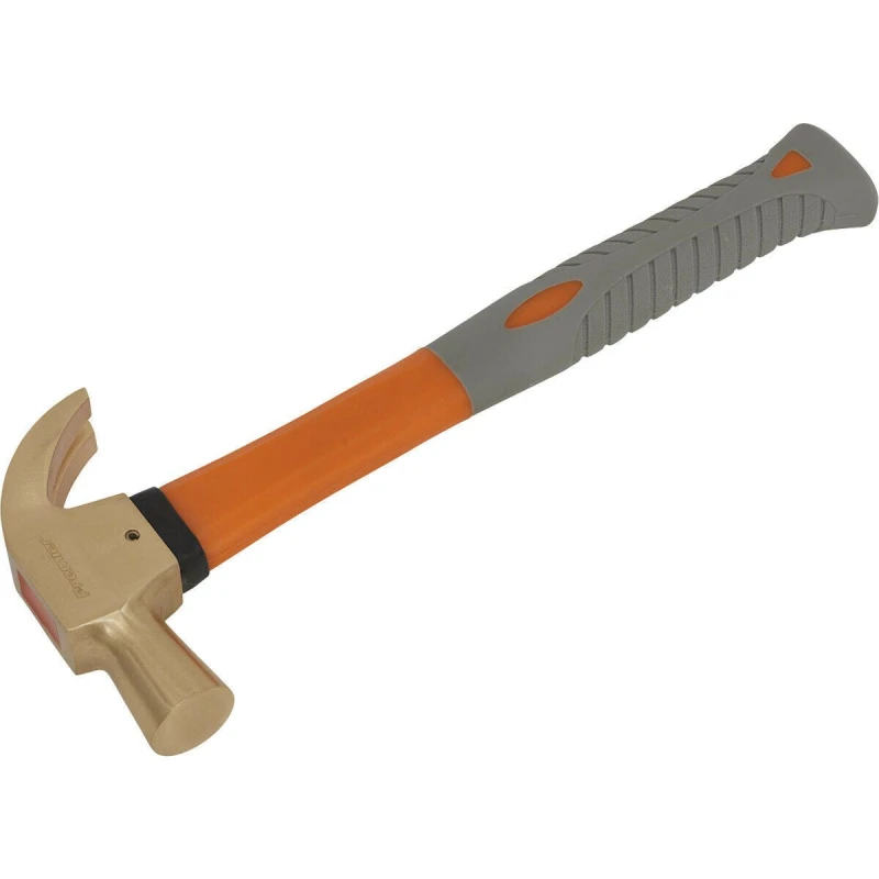 Image of Loops 16oz Non-Sparking Claw Hammer - Fibre Glass Shaft - Shock Absorbing Grip Clear