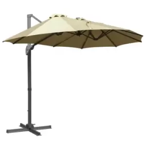 Image of Outsunny 4.5M Double Garden Parasol Garden Umbrella With Crank Handle - Khaki