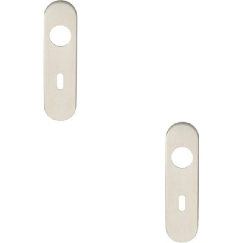 Image of Loops 2x PAIR Radius Standard Lock Handle Key Plates 170 x 45 x 8mm Satin Steel Metallics unisex