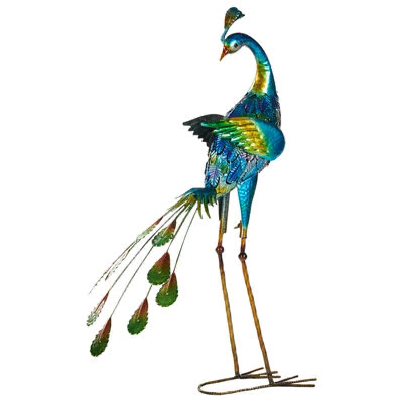 Image of Beliani Garden Figurine Peacock Blue