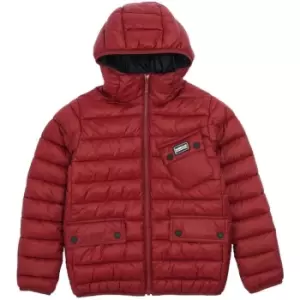 Image of Barbour International Boys Ouston Hooded Quilted Jacket - Red