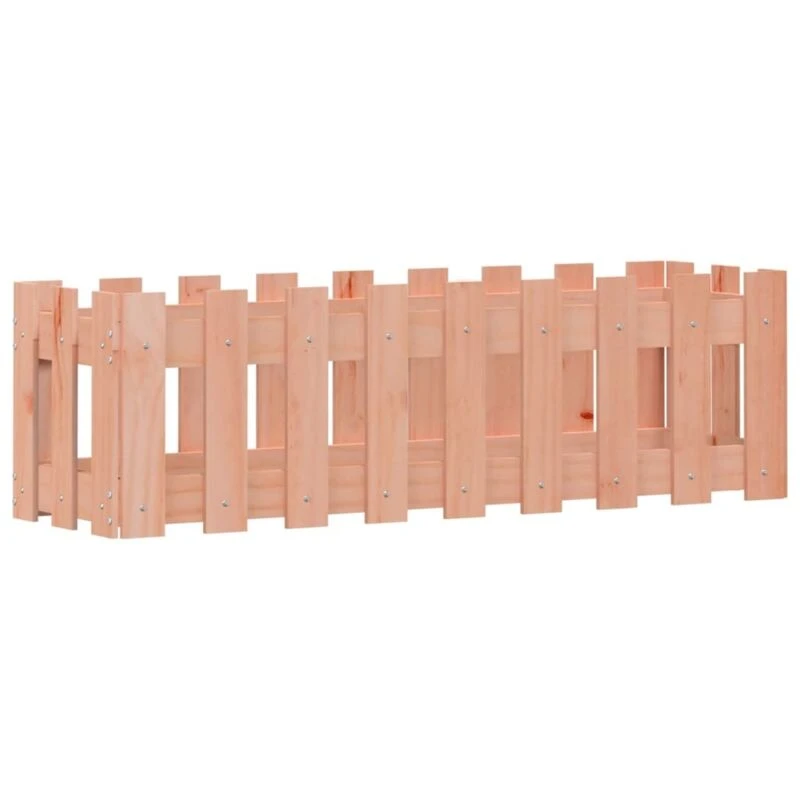 Image of vidaXL Garden Raised Bed w/ Fence Design 100x30x30cm Solid Wood Douglas, Brown 832475