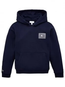 Image of Lacoste Boys Croc Logo Back Hoodie - Navy
