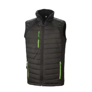 Image of Result Mens Black Compass Padded Soft Shell Gilet (M) (Black/Lime)