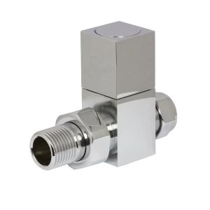 Image of Heating Style Square Straight Radiator Valves - Chrome