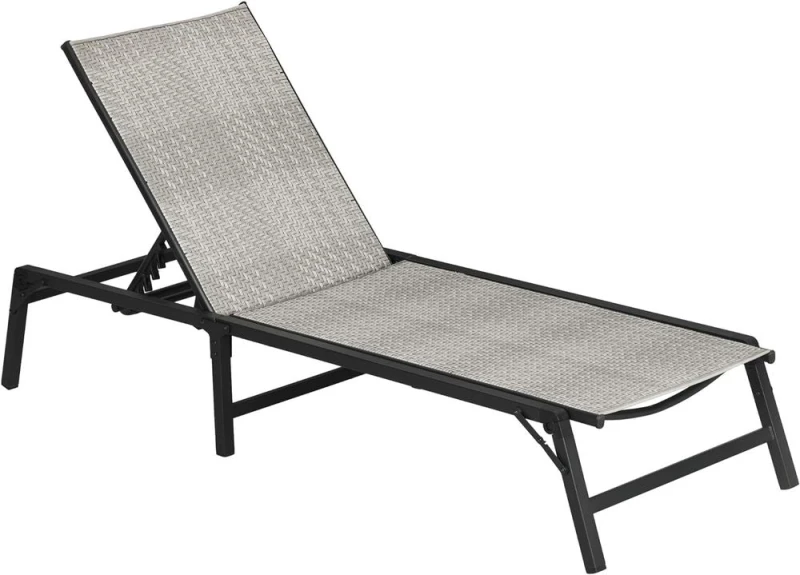 Image of Outsunny Foldable PE Rattan Sun Lounger - Grey 862-071V00GG