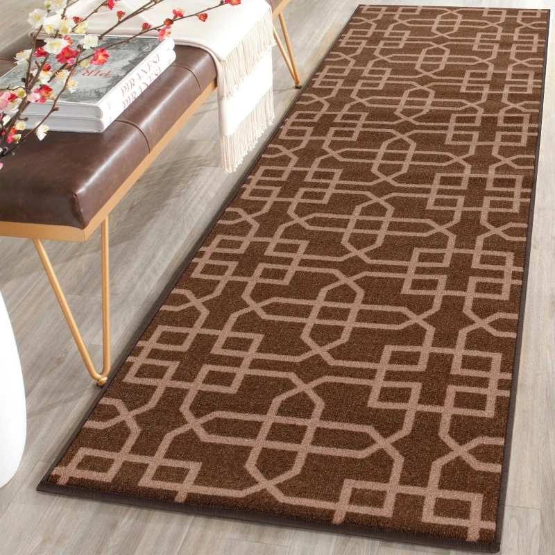 Image of Smart Living Smart Living Siam Heavy Duty Machine Washable Hallway Kitchen Non Slip Door Mat in Brown Size: 80cm x 300cm Brown 80cm x 300cm Unisex 8