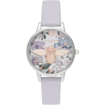Image of Bejewelled Florals Midi 3D Bee Parma Violet, Rg & Silver Watch