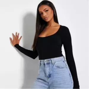 Image of I Saw It First Slinky Square Neck Bodysuit - Black