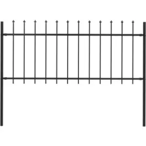 Image of Garden Fence with Spear Top Steel 1.7x0.8 m Black Vidaxl Black