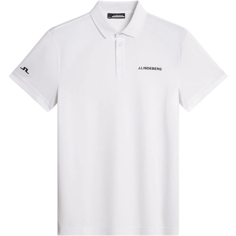 Image of J Lindeberg Golf Mens JLG Bridge Short-Sleeve Performance Polo Shirt White male Small