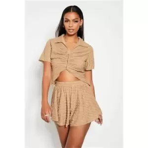 Image of I Saw It First Stone Textured Floaty Shorts - Brown