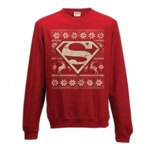 Image of Superman Unisex Large Christmas Jumper - Red