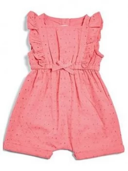 Image of Mamas & Papas Broderie Frill Romper Baby Girls