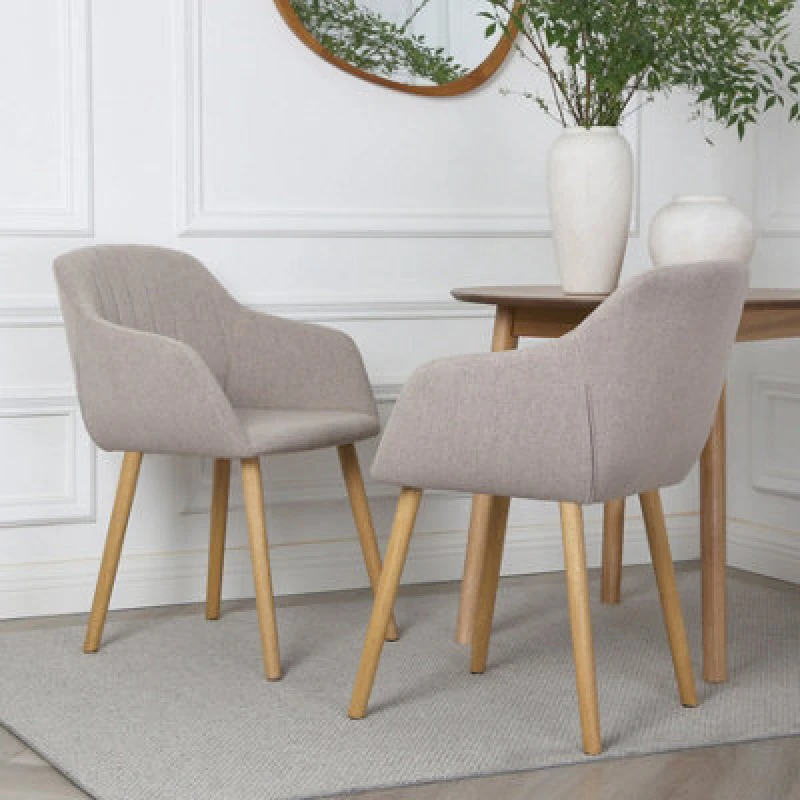 Image of Home Garden Direct Luciano - Dining Chairs in Premium Textured Linen (Set of 2) in Beige Beige Unisex
