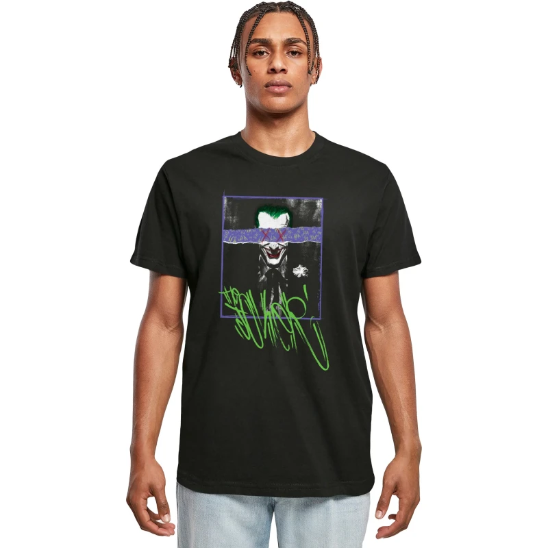 Image of Batman Batman Men The Joker Poster Cotton T-Shirt in Black Size: Small Black S Male 5063376769877