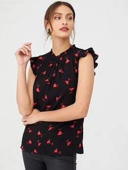 Image of Oasis Rose Bud Shell Top - Multi Black, Multi Black, Size 6, Women