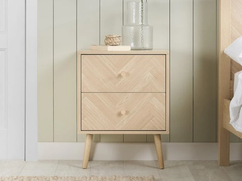 Image of Birlea Herringford Light Oak 2 Drawer Bedside Table