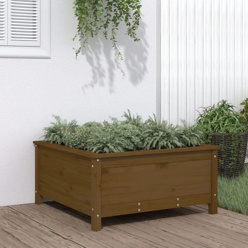 Image of vidaXL Garden Planter Brown 82.5x82.5x39cm Solid Wood Pine, Brown 825299