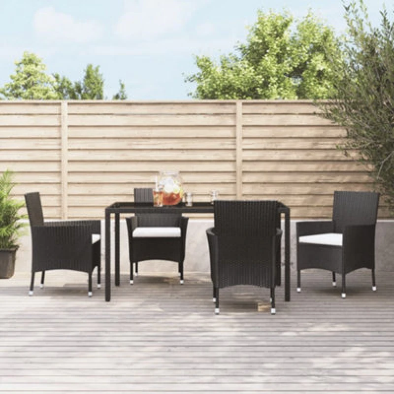 Image of VIDAXL Garden Chairs with Cushions 4 pcs Black Poly Rattan Vidaxl 8720845727338