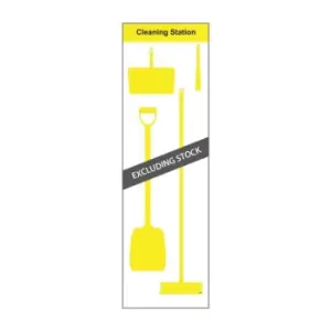 Image of Shadow Board Cleaning Station with Lean Stand, Board Only with Hooks, Style A Yellow, (610mm x 2000mm)