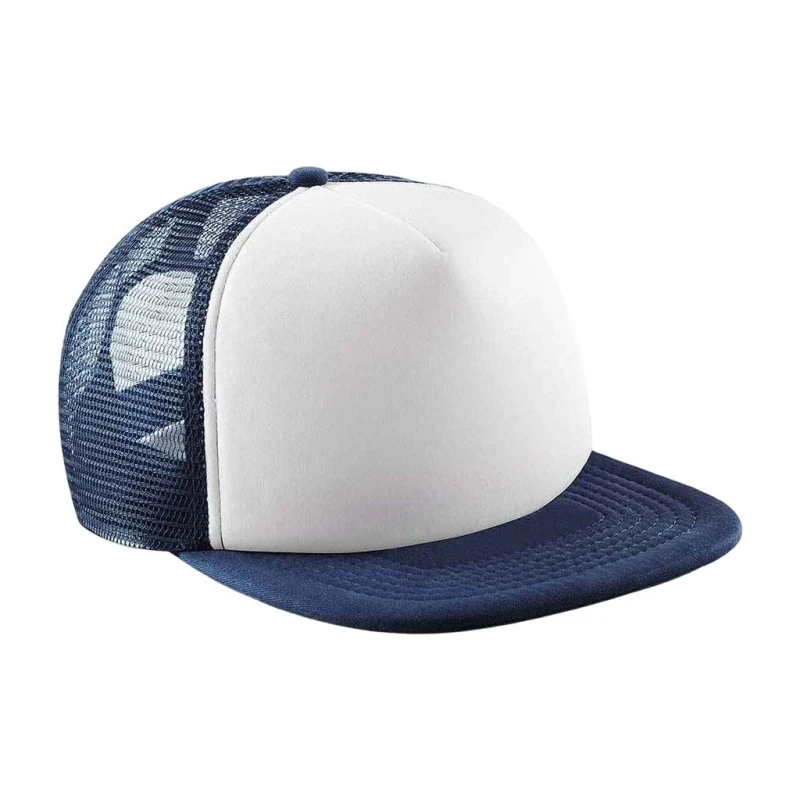 Image of Beechfield Vintage Snapback Trucker Cap in Mid Navy Mid Navy Unisex One Size