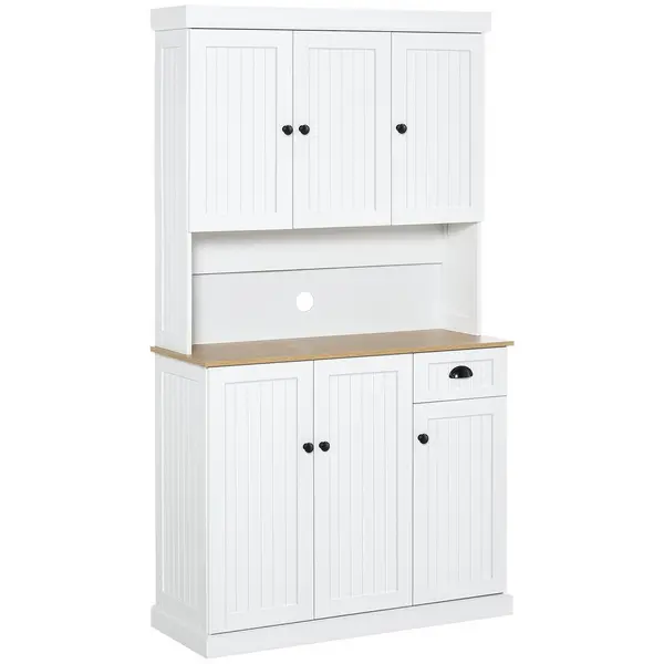 Image of Freestanding Kitchen Pantry Cabinet with Adjustable Shelves Drawer
