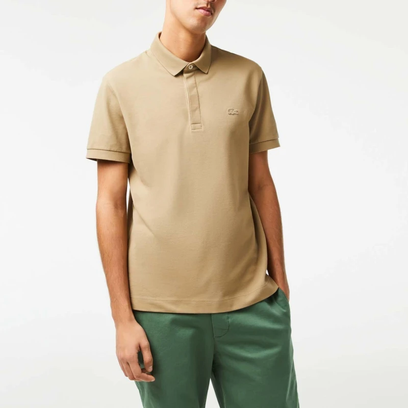 Image of Lacoste Regular Fit Paris Stretch Piqu Polo Shirt - Beige Beige XS
