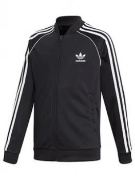Image of Boys, adidas Originals Childrens Superstar Zip Front Top - Black, Size 7-8 Years