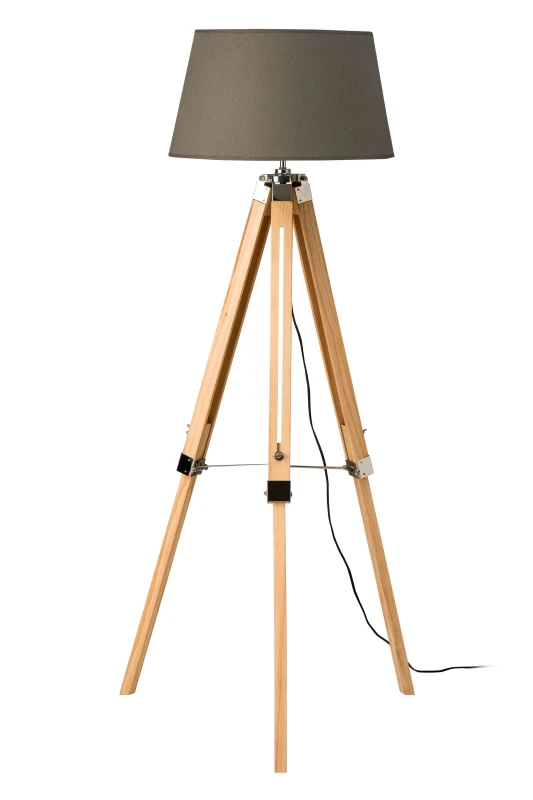 Image of Premier Housewares Interiors by Premier Tripod Grey Shade Floor Lamp with EU Plug Natural