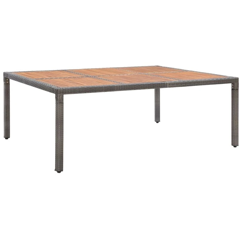 Image of VIDAXL Garden Table Grey 200x150x74cm Poly Rattan and Acacia Wood Vidaxl 8719883867847