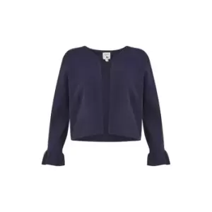 Image of Yumi Navy Cropped Cardigan With Bell Sleeves - Blue