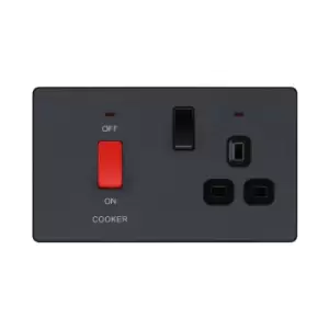 Image of BG Evolve Matt Grey Cooker Control Socket Double Pole Switch With LED Power Indicators - PCDMG70B