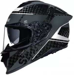Image of SMK Titan Carbon Nero Helmet, white Size M white, Size M