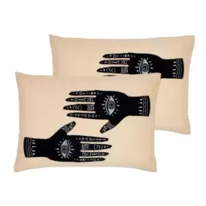 Image of Furn. Ashram Hands Twin Pack Polyester Filled Cushions Blush