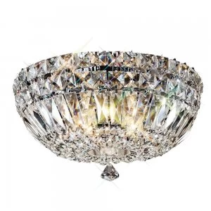 Image of Flush Ceiling 5 Light Polished Chrome, Crystal