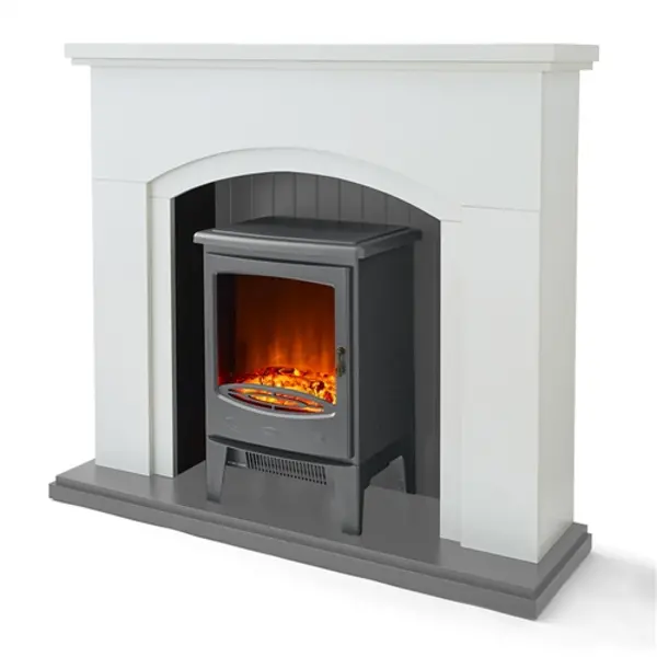 Image of Warmlite 1.8KW Newcastle Arch Front Fireplace Suite - Grey
