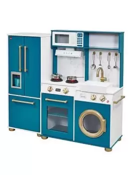 Image of Plum Bakehouse Traditional Wooden Kitchen With Fridge - Oxford Blue