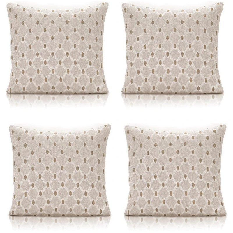 Image of Alan Symonds Berkeley Geometric Chenille Cushion Set of 4 Cream unisex 45x45cm