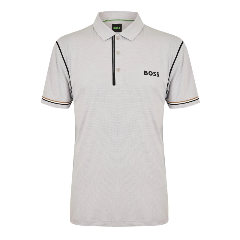 Image of Boss Mens Paddytech Goc Short Sleeve Polo Shirt Light/Pstl Grey male S
