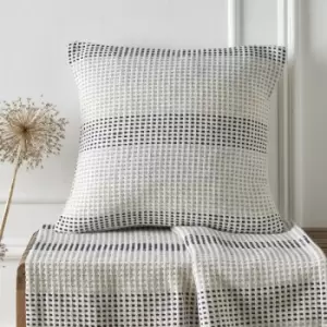 Image of Appletreeloft - Appletree Loft Reva Woven 100% Recycled Cotton Rich Filled Cushion, Navy, 43 x 43 Cm