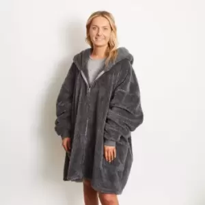 Image of Brentfords Teddy Fleece Hoodie Oversized Zip Up Sweatshirt Mens Jacket Charcoal