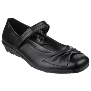 Image of US Brass Childrens Girls Claire Touch Fastening Bar Shoe (6 UK) (Black)